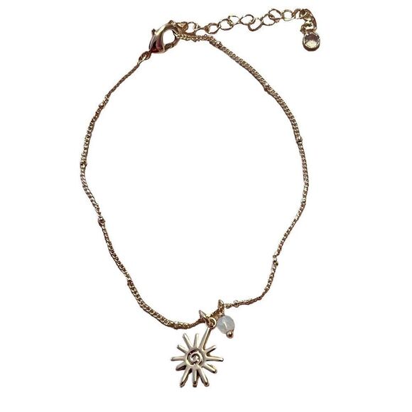 🤯5/$20🤯 NEW Dainty Gold Tone Anklet With Sun Charm And Crystal - Picture 1 of 3